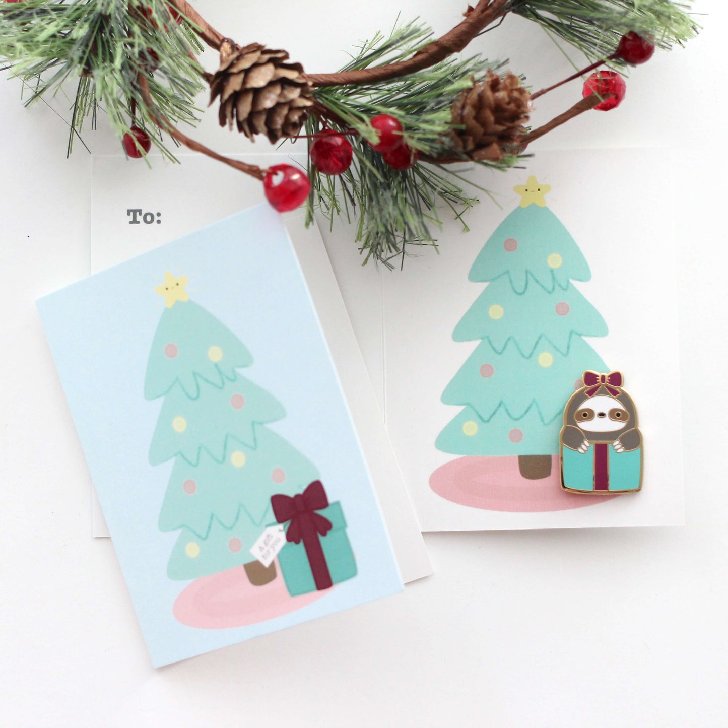 Gift Box Sloth Enamel Pin. Sloth Birthday Gift. Valentine's Day Gift.