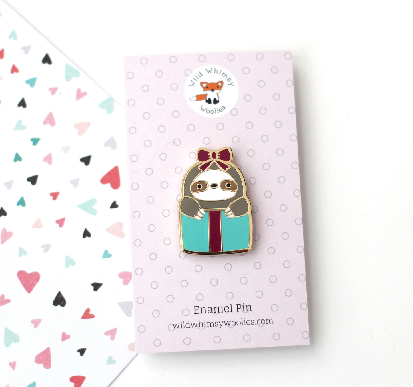 Gift Box Sloth Enamel Pin. Sloth Birthday Gift. Valentine's Day Gift.: A-Grade / Regular Card