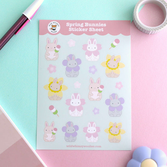 Spring Bunnies Vinyl Sticker Sheet