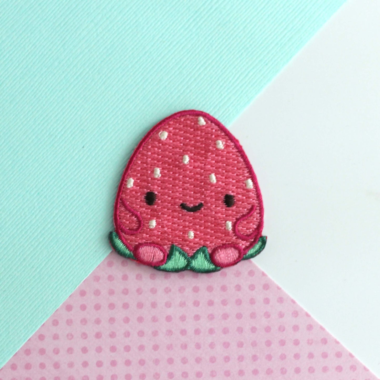 Happy Strawberry Embroidered Iron-On Patch