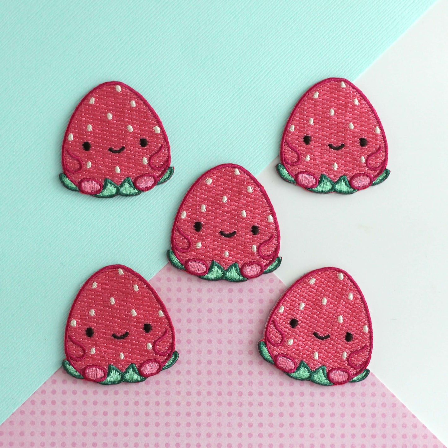 Happy Strawberry Embroidered Iron-On Patch