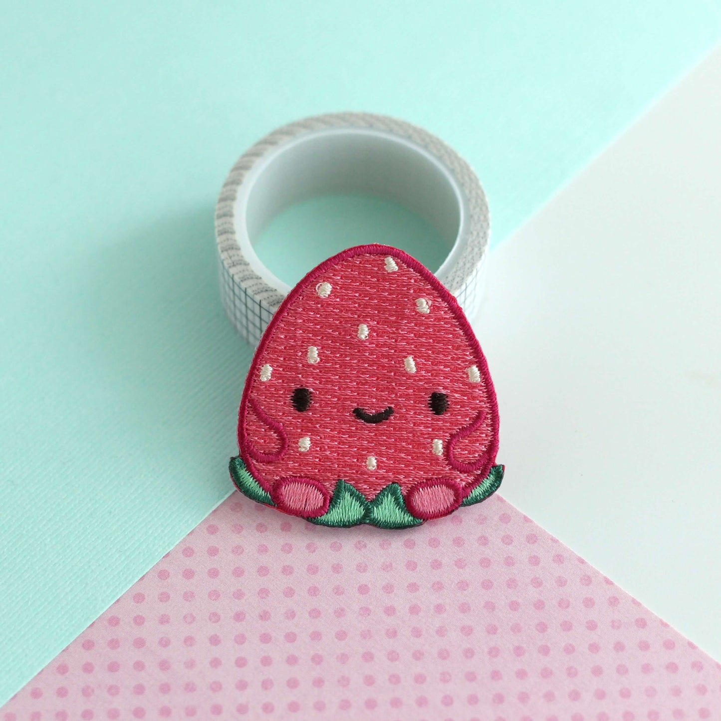 Happy Strawberry Embroidered Iron-On Patch