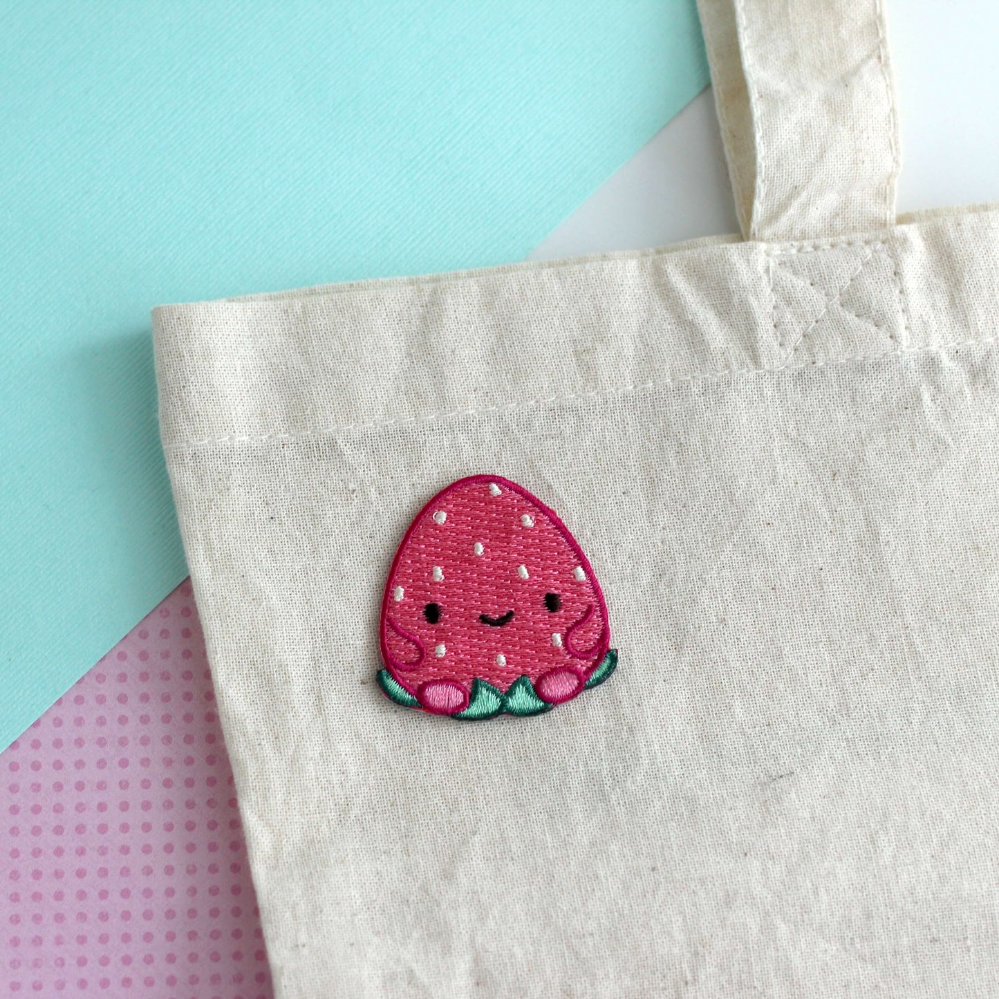 Happy Strawberry Embroidered Iron-On Patch