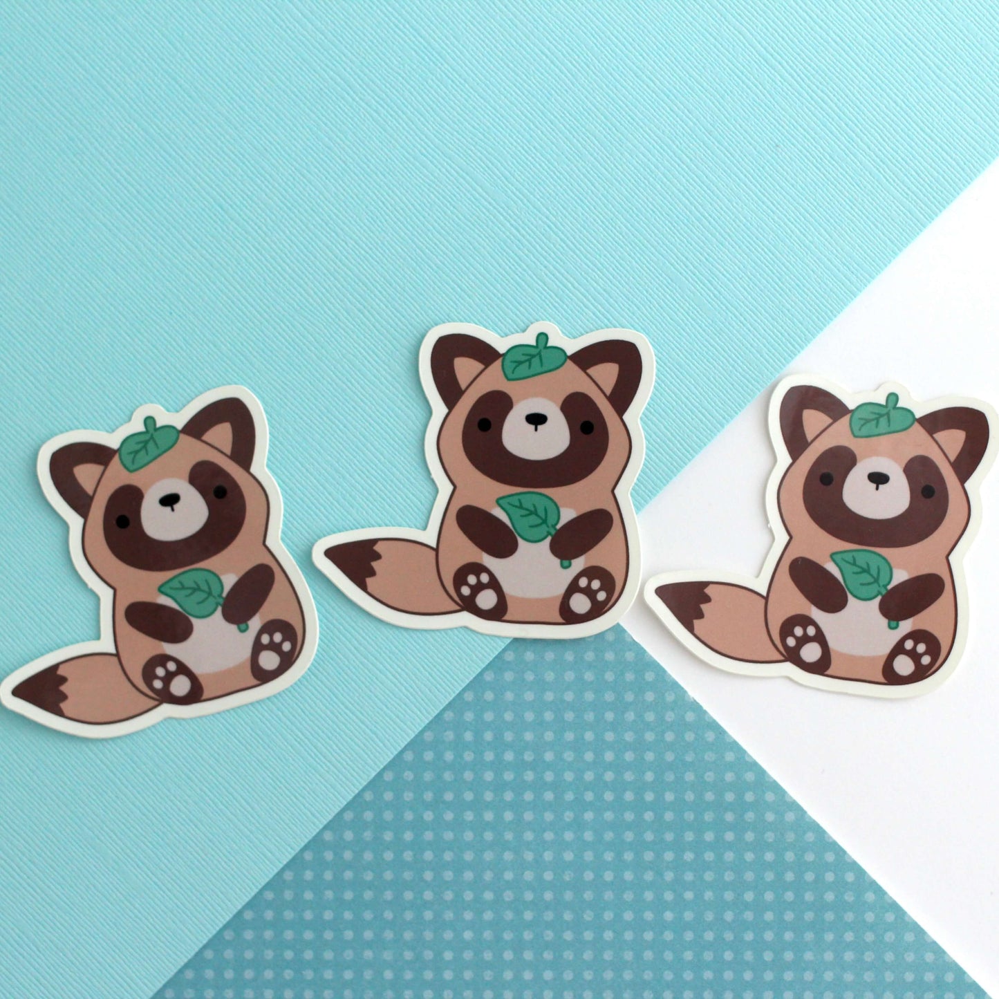 Tanuki Holding a Leaf Vinyl Sticker