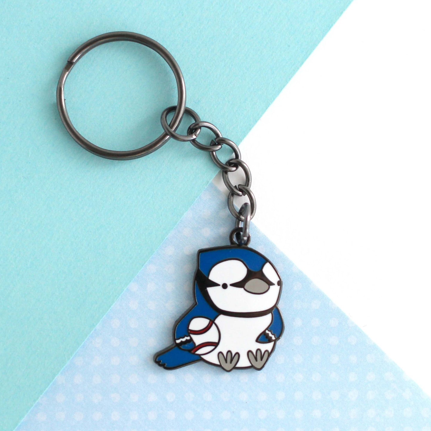 Toronto Blue Jay holding a Baseball Enamel Keychain