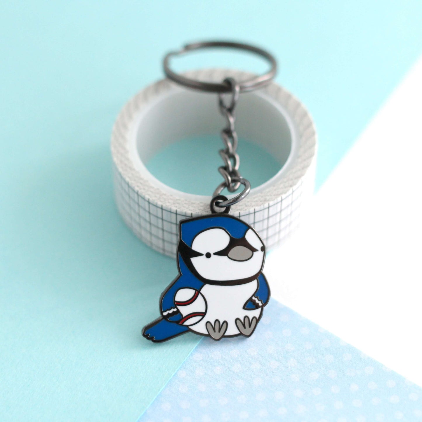 Toronto Blue Jay holding a Baseball Enamel Keychain