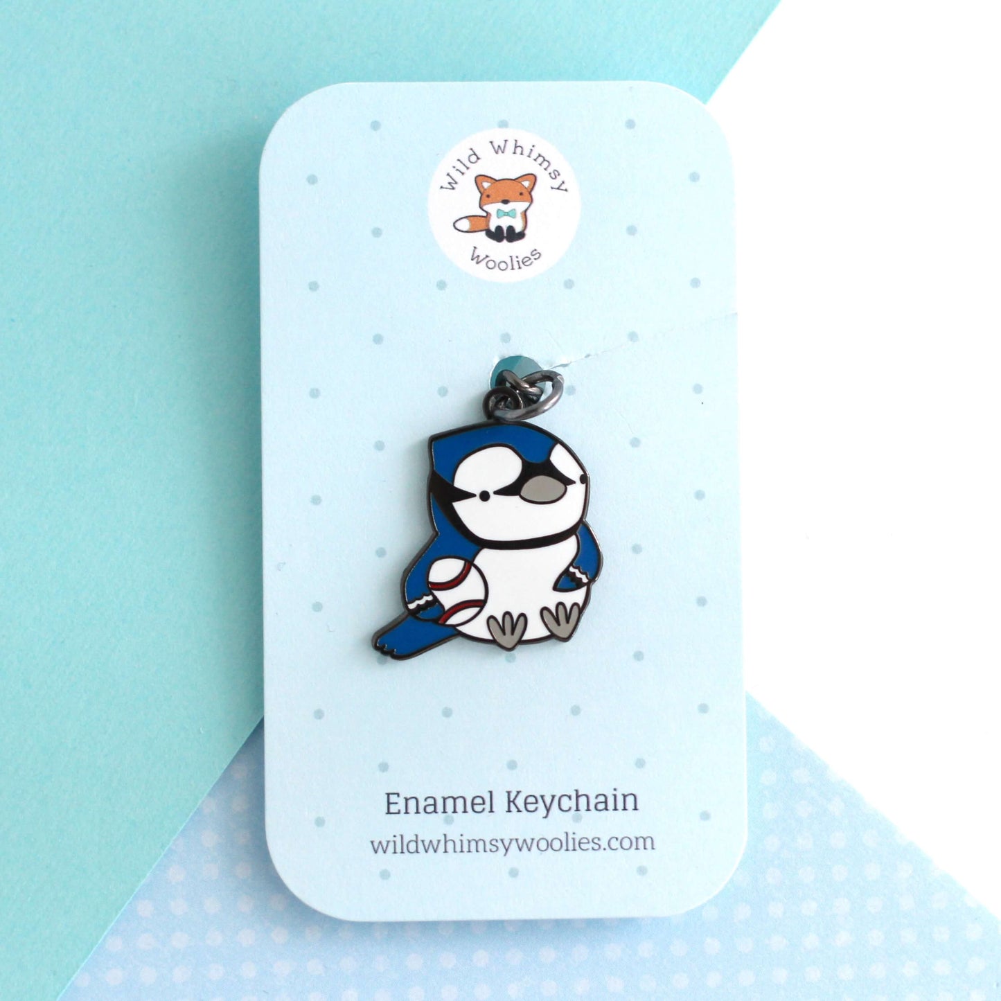 Toronto Blue Jay holding a Baseball Enamel Keychain