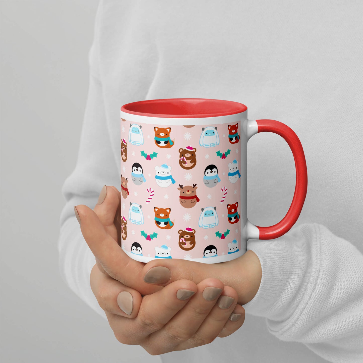 Red Christmas Coffee Mug - Yetis, Reindeer, Penguins, Bears and Foxes