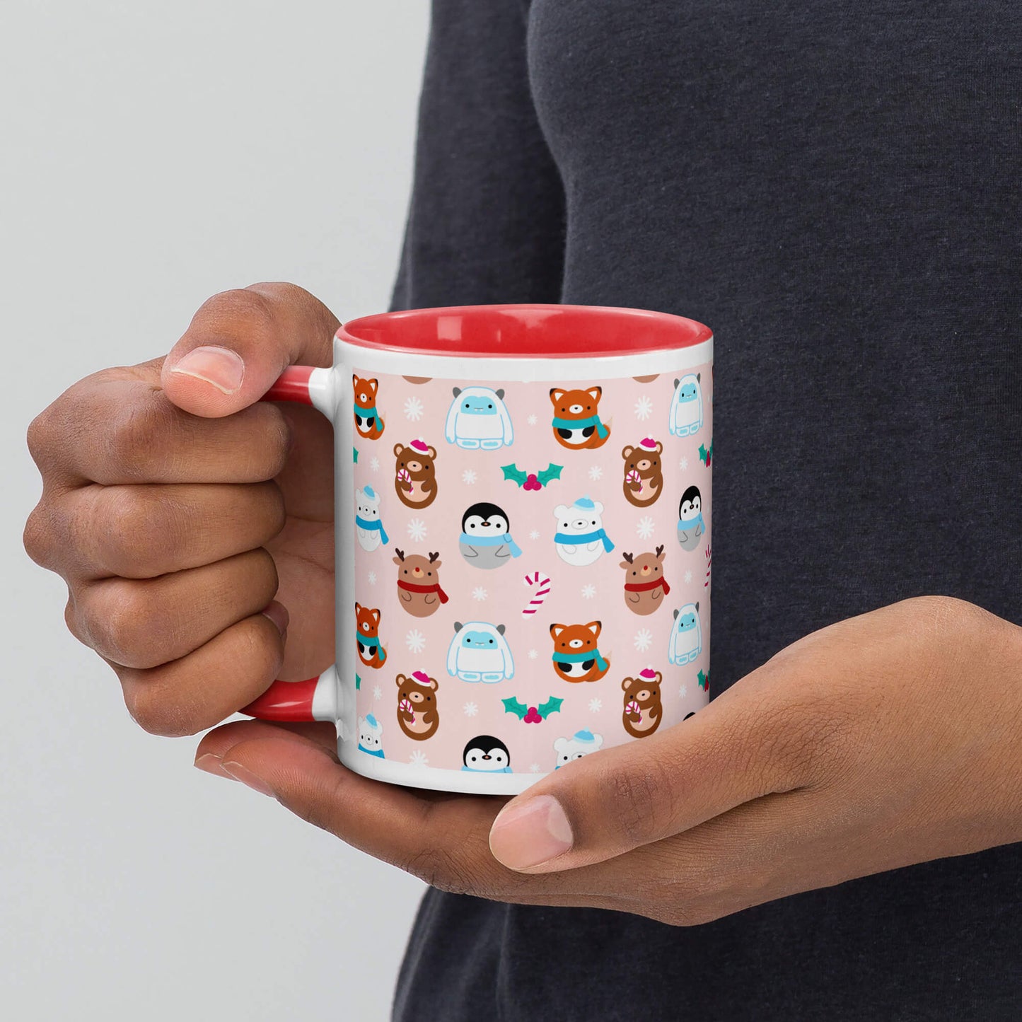 Red Christmas Coffee Mug - Yetis, Reindeer, Penguins, Bears and Foxes