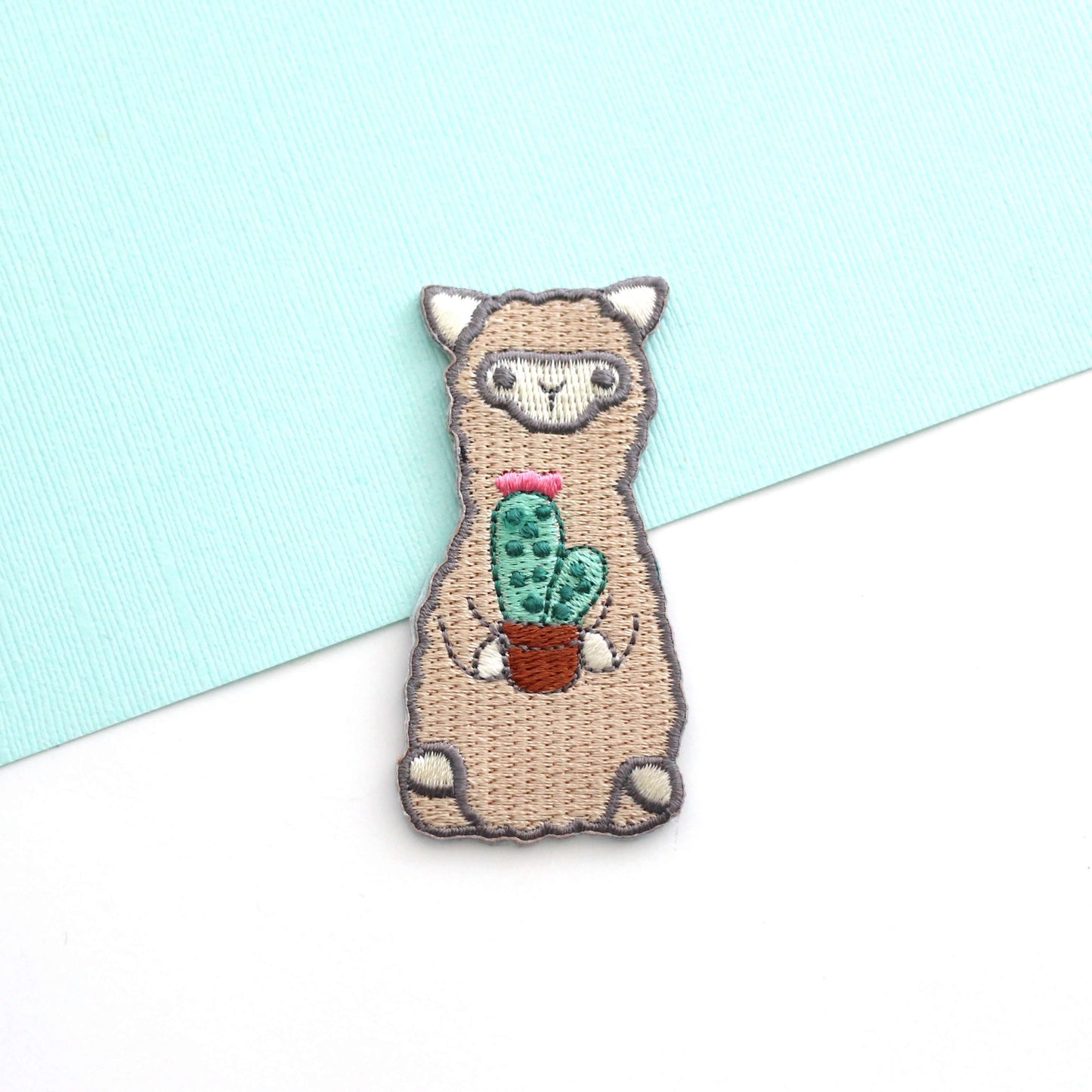 Cactus Alpaca Embroidered Iron-On Patch