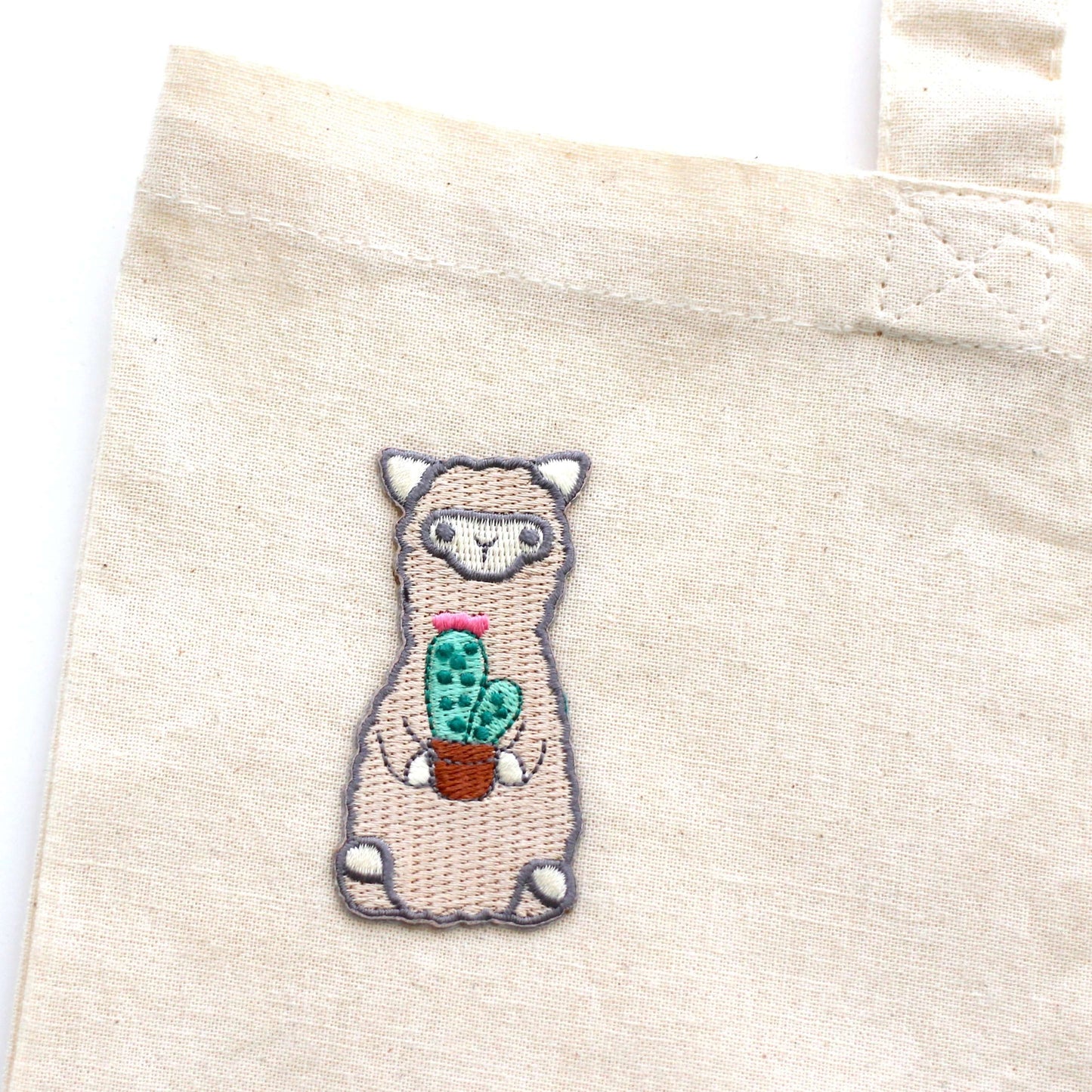 Cactus Alpaca Embroidered Iron-On Patch