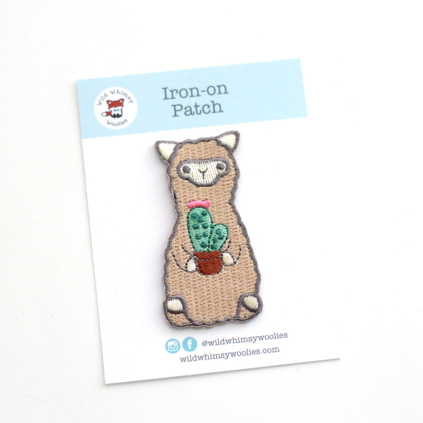 Cactus Alpaca Embroidered Iron-On Patch