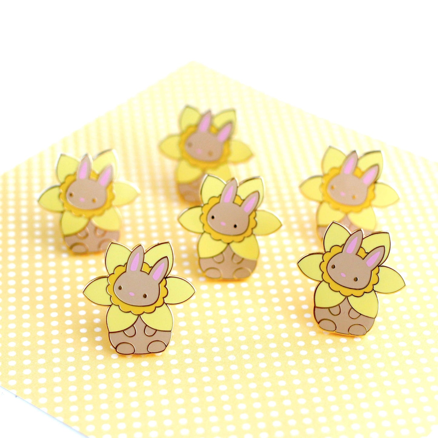 Daffodil Bunny Rabbit Enamel Pin - Bunny Lover Gift - Flower Jacket Pin