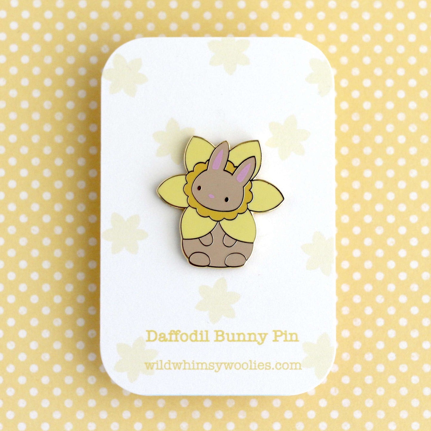 Daffodil Bunny Rabbit Enamel Pin - Bunny Lover Gift - Flower Jacket Pin