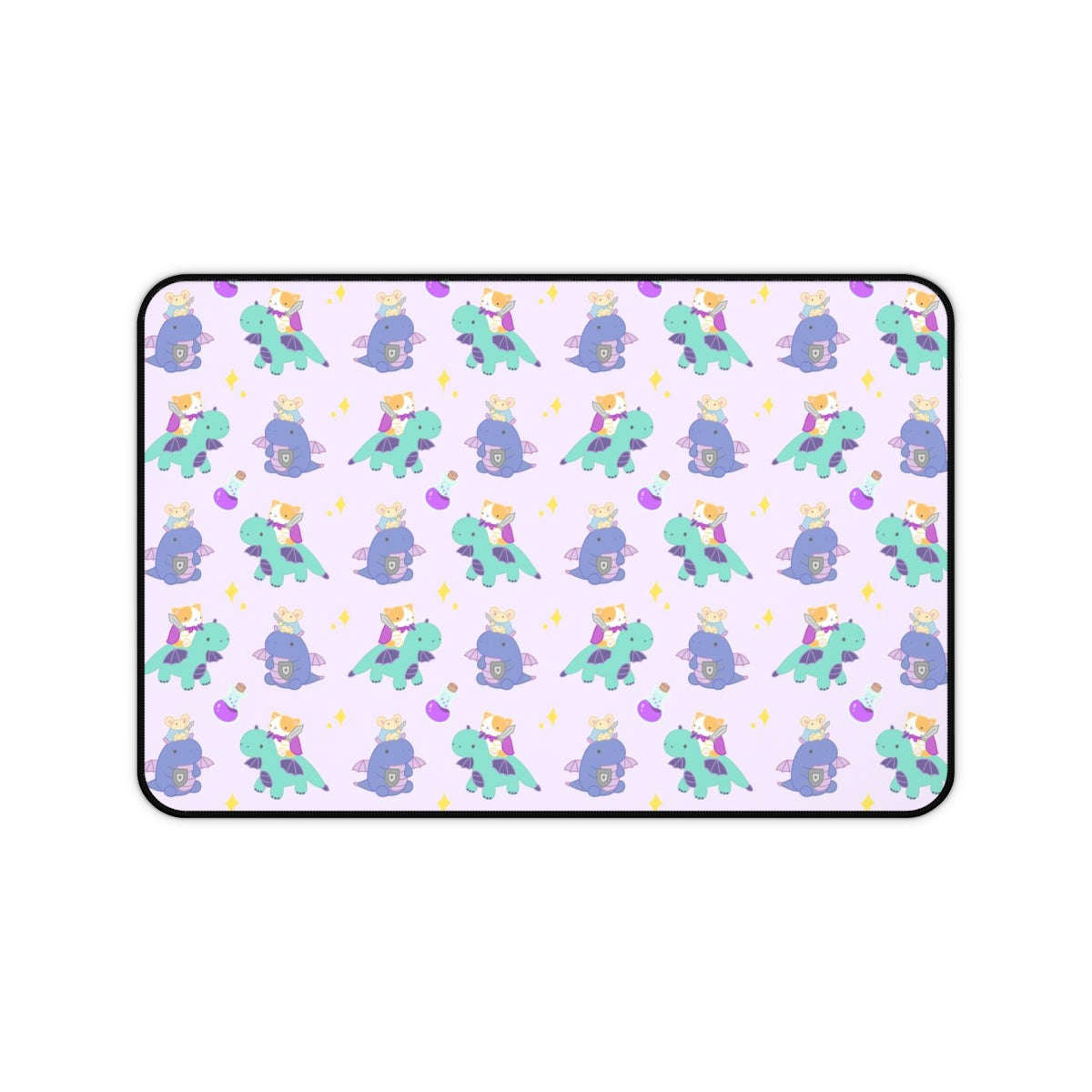Cat and Mouse Dragon Knight Desk Mat - Large Mouse Pad
