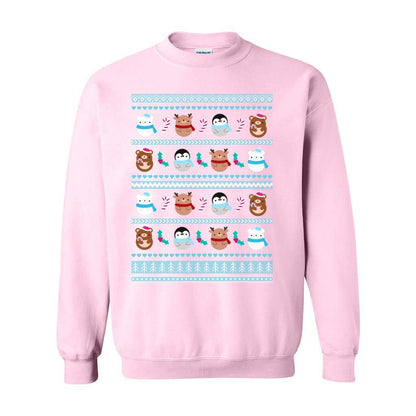 Christmas Animal Sweatshirt - Blue Pattern: S / Light Pink