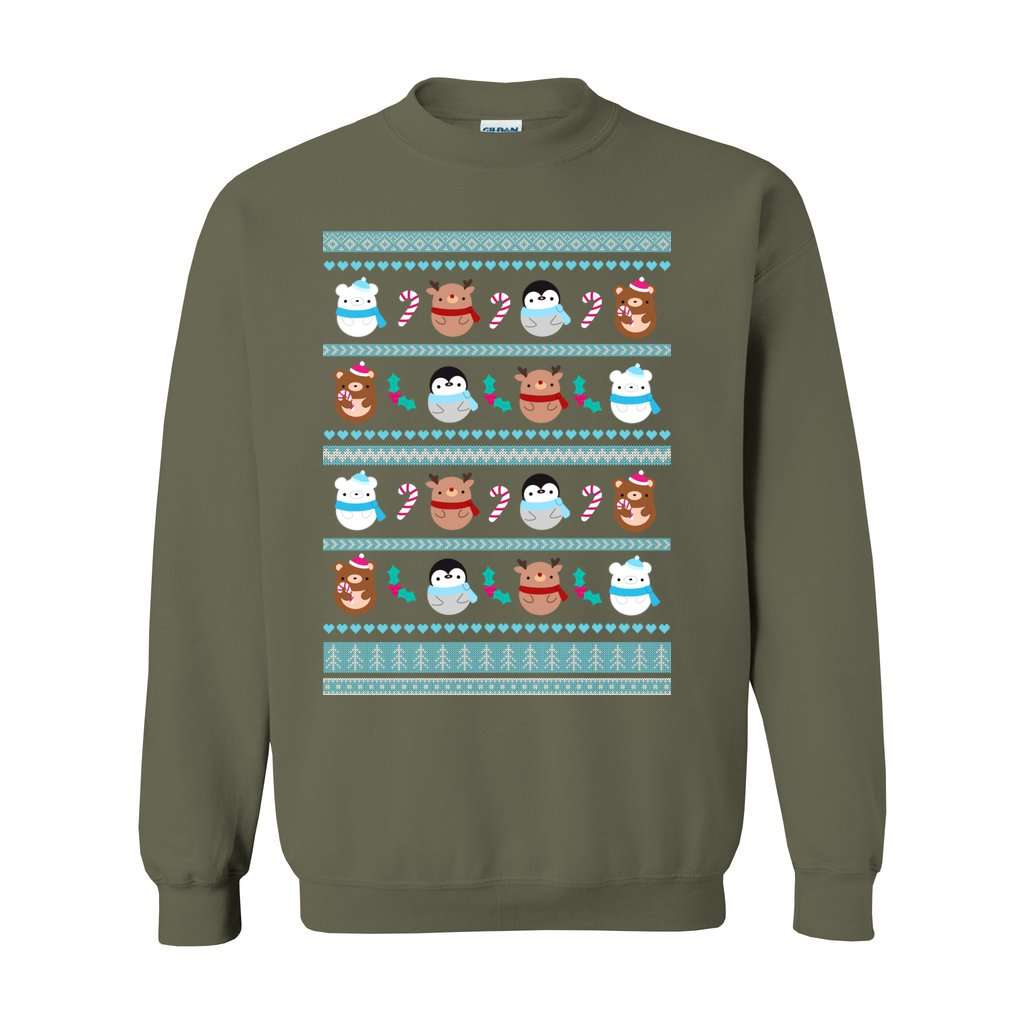 Christmas Animal Sweatshirt - Blue Pattern: S / Military Green