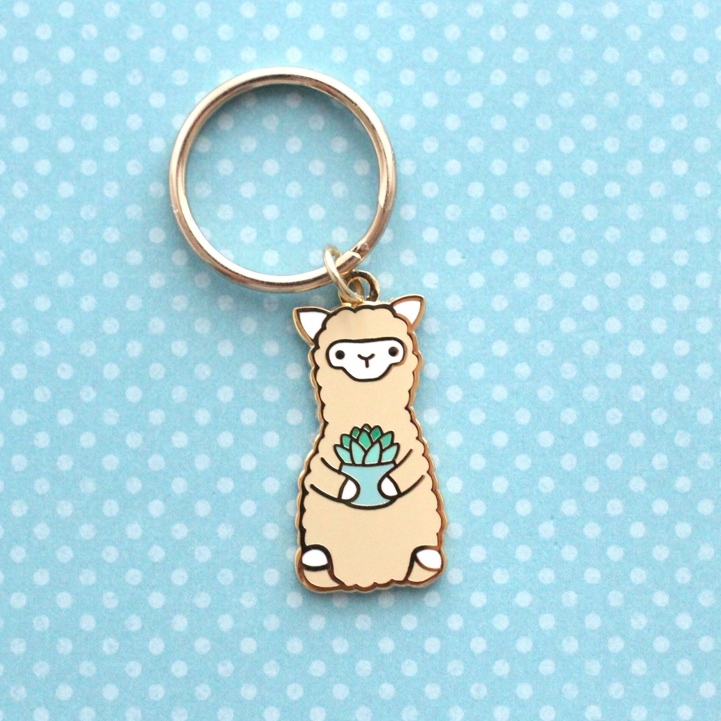 Succulent Alpaca Keychain. Llama Charm Purse