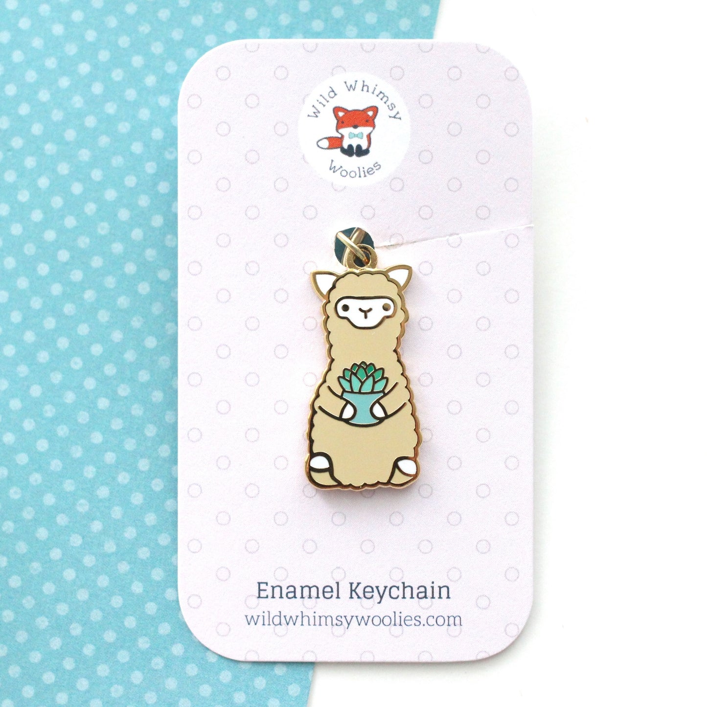 Succulent Alpaca Keychain. Llama Charm Purse