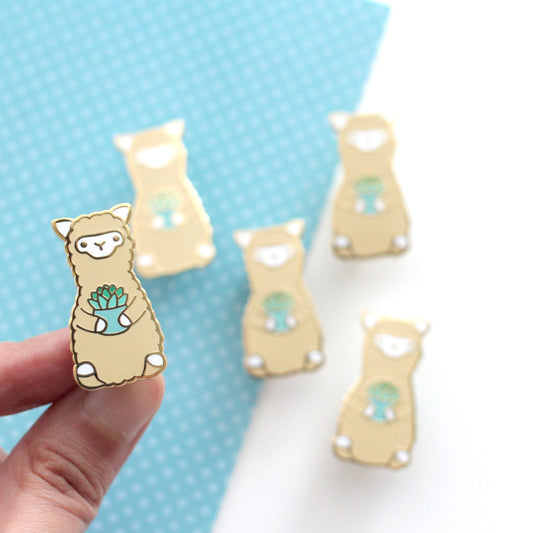 Succulent Alpaca Enamel Pin. Llama Gift. Pin for Backpacks