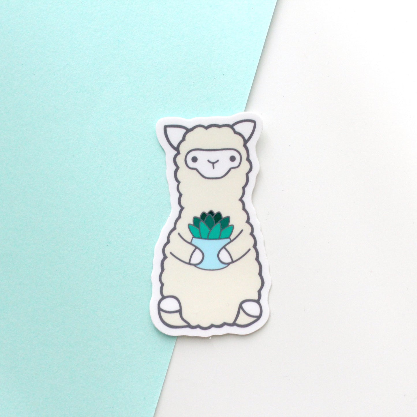 Succulent Alpaca Sticker. Cute Llama Vinyl Decal. Plant Alpaca Gift