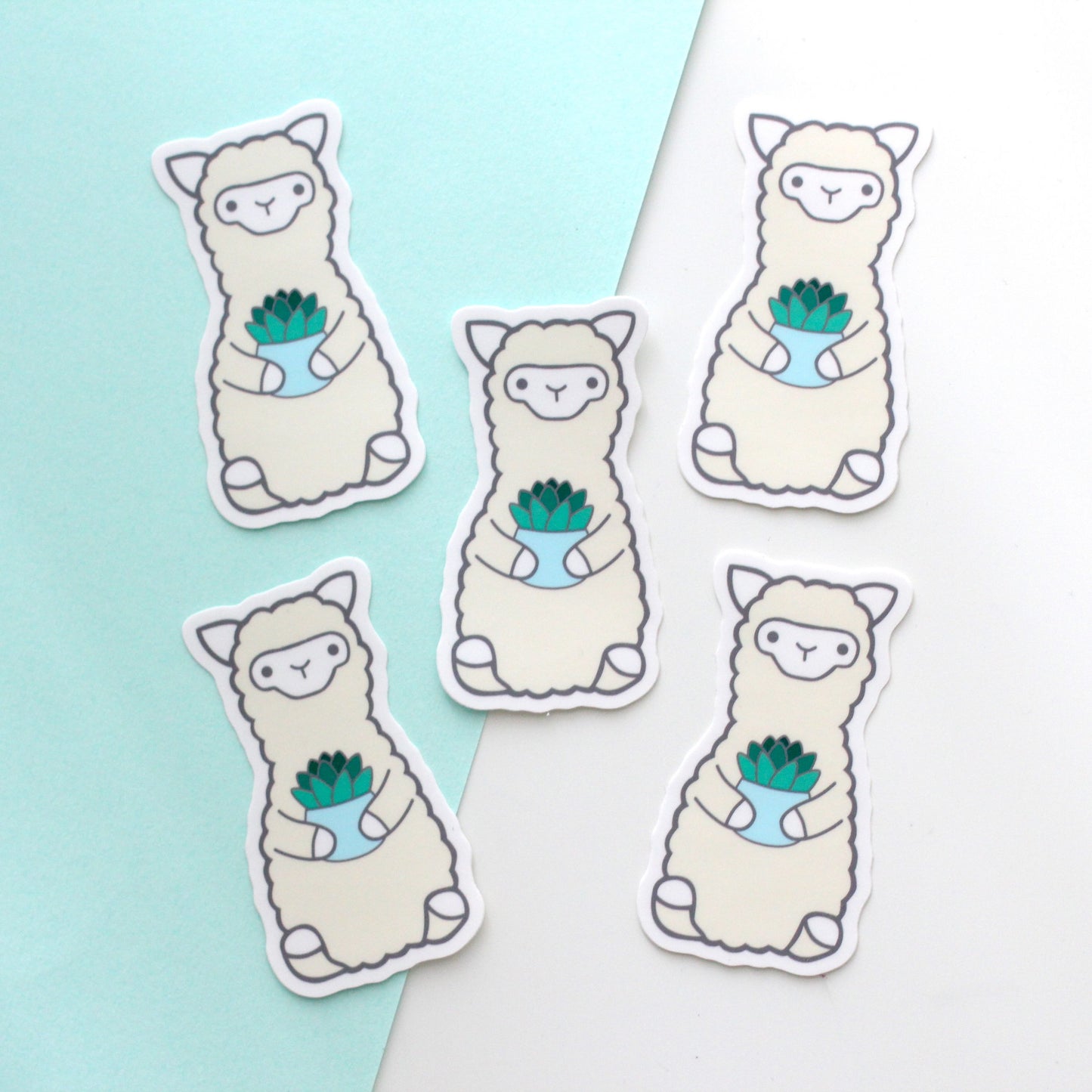 Succulent Alpaca Sticker. Cute Llama Vinyl Decal. Plant Alpaca Gift