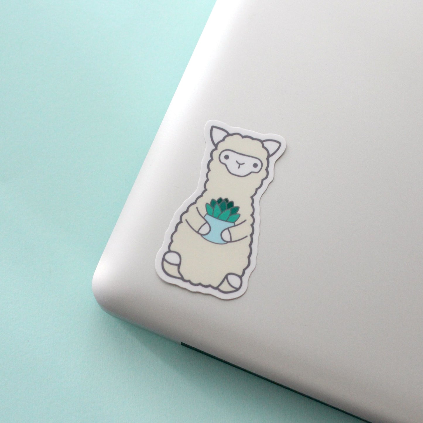 Succulent Alpaca Sticker. Cute Llama Vinyl Decal. Plant Alpaca Gift