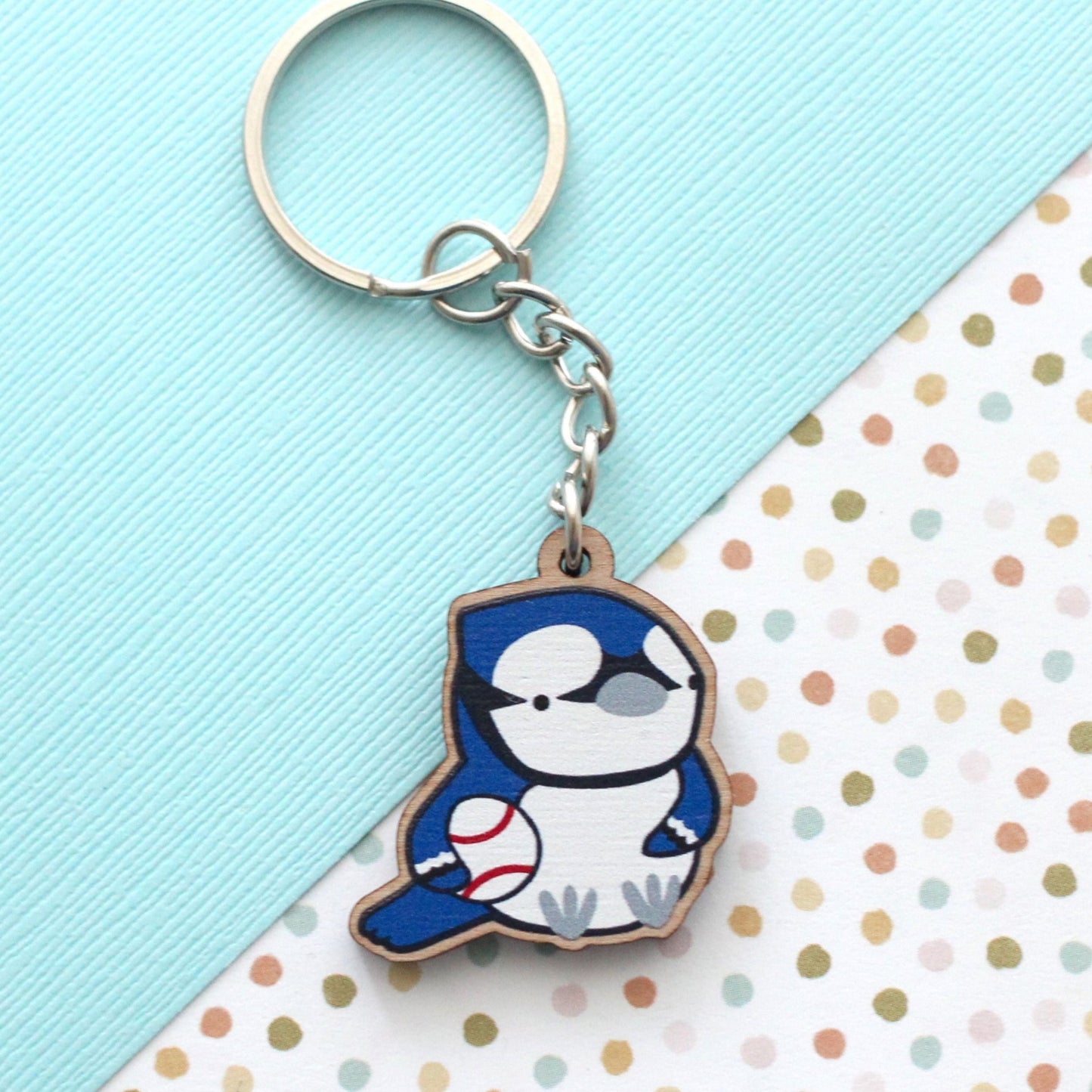 Blue Jay Wooden Keychain. Toronto Baseball Wood Purse Charm