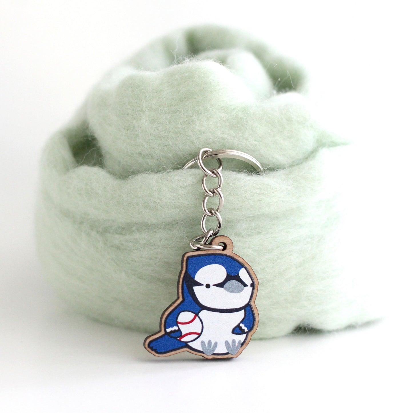Blue Jay Wooden Keychain. Toronto Baseball Wood Purse Charm