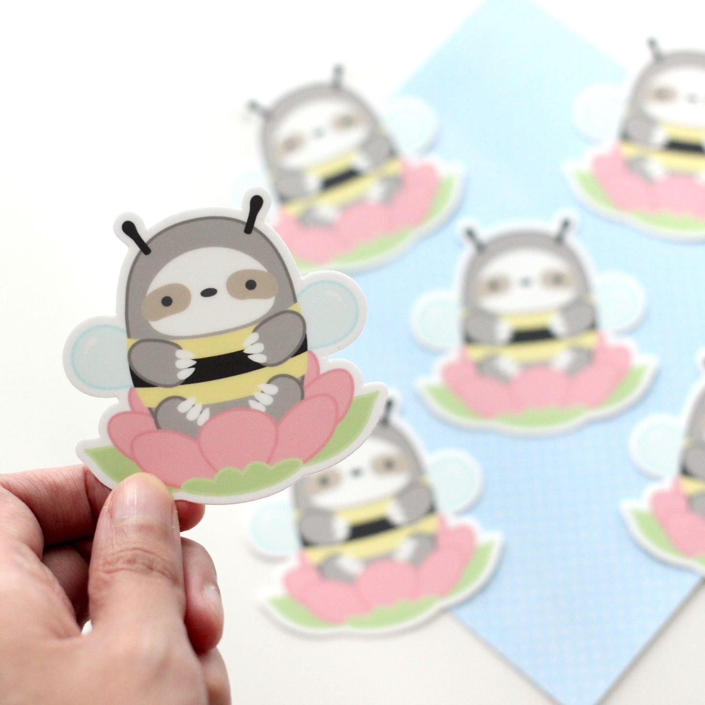 Bumblebee Sloth Vinyl Sticker. Cute Sloth in Bee Costume Decal