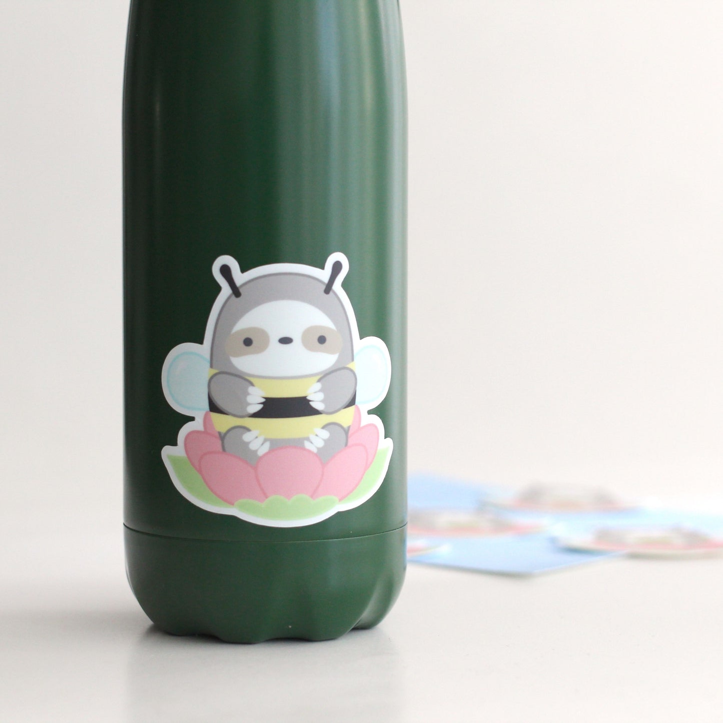 Bumblebee Sloth Vinyl Sticker. Cute Sloth in Bee Costume Decal