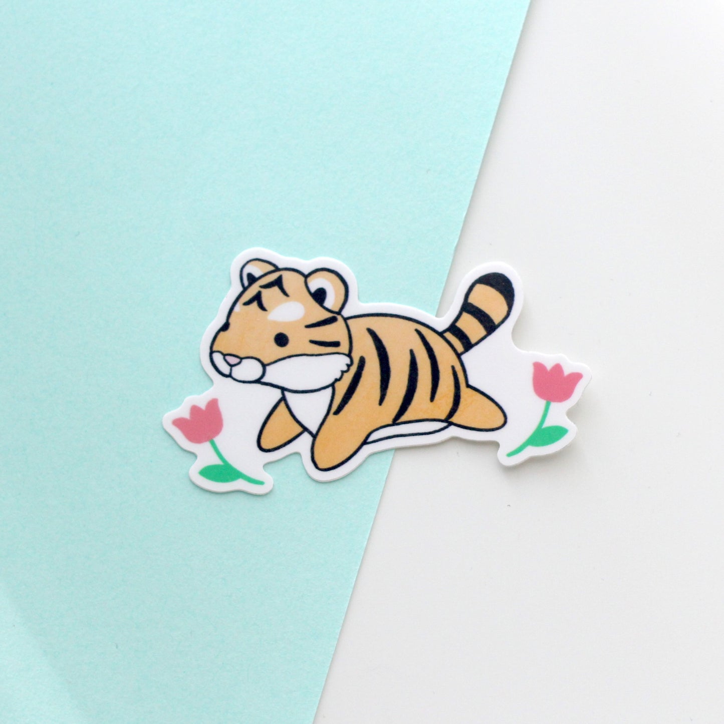 Tiger Vinyl Sticker. Tiger Stationery: Matte White Vinyl