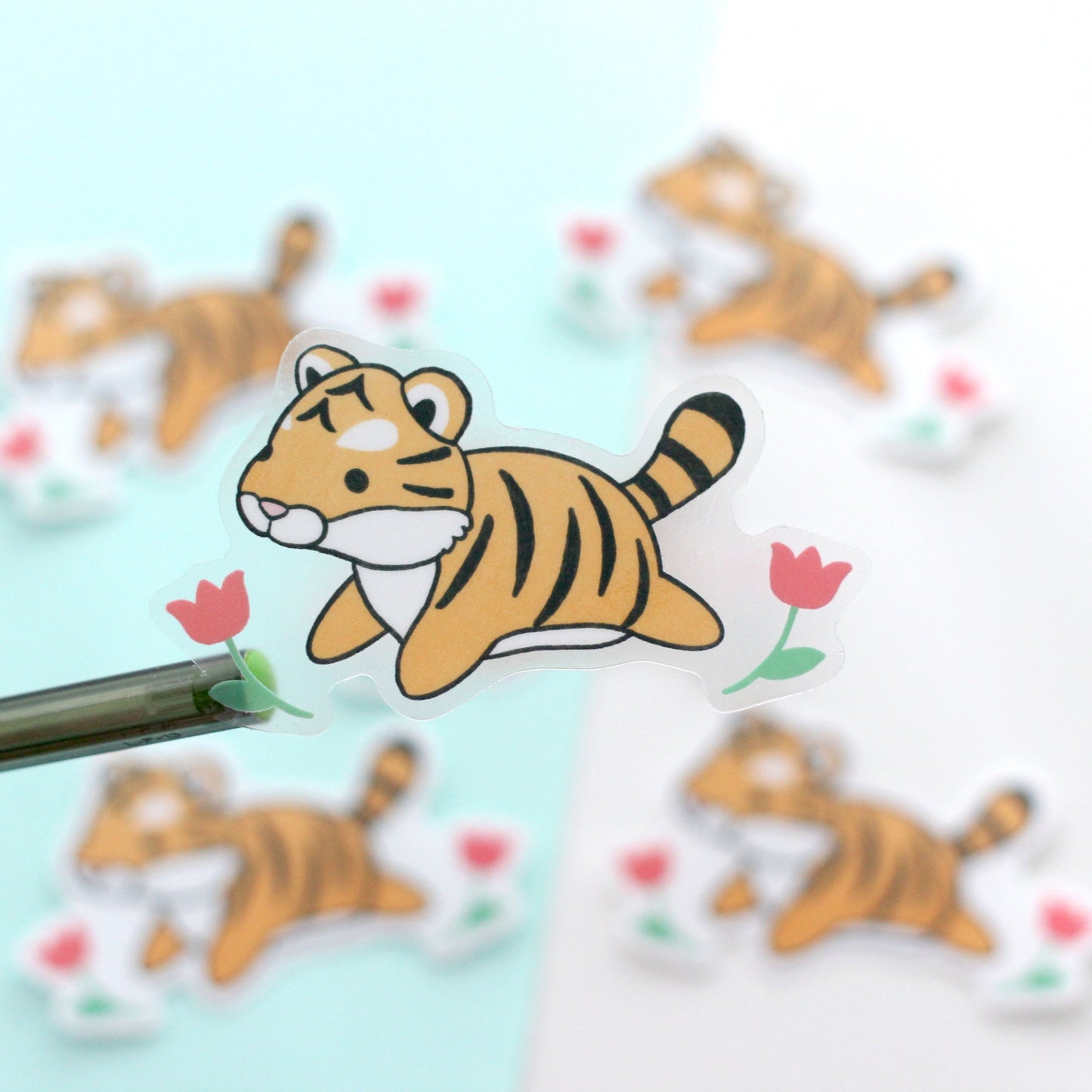 Tiger Vinyl Sticker. Tiger Stationery: Clear Vinyl
