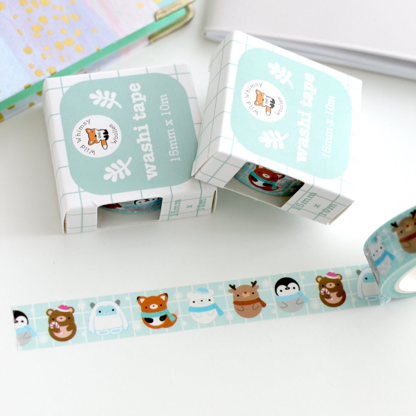 Christmas Washi Tape. Yetis, Foxes, Bears, Reindeer and Penguins Washi Tape