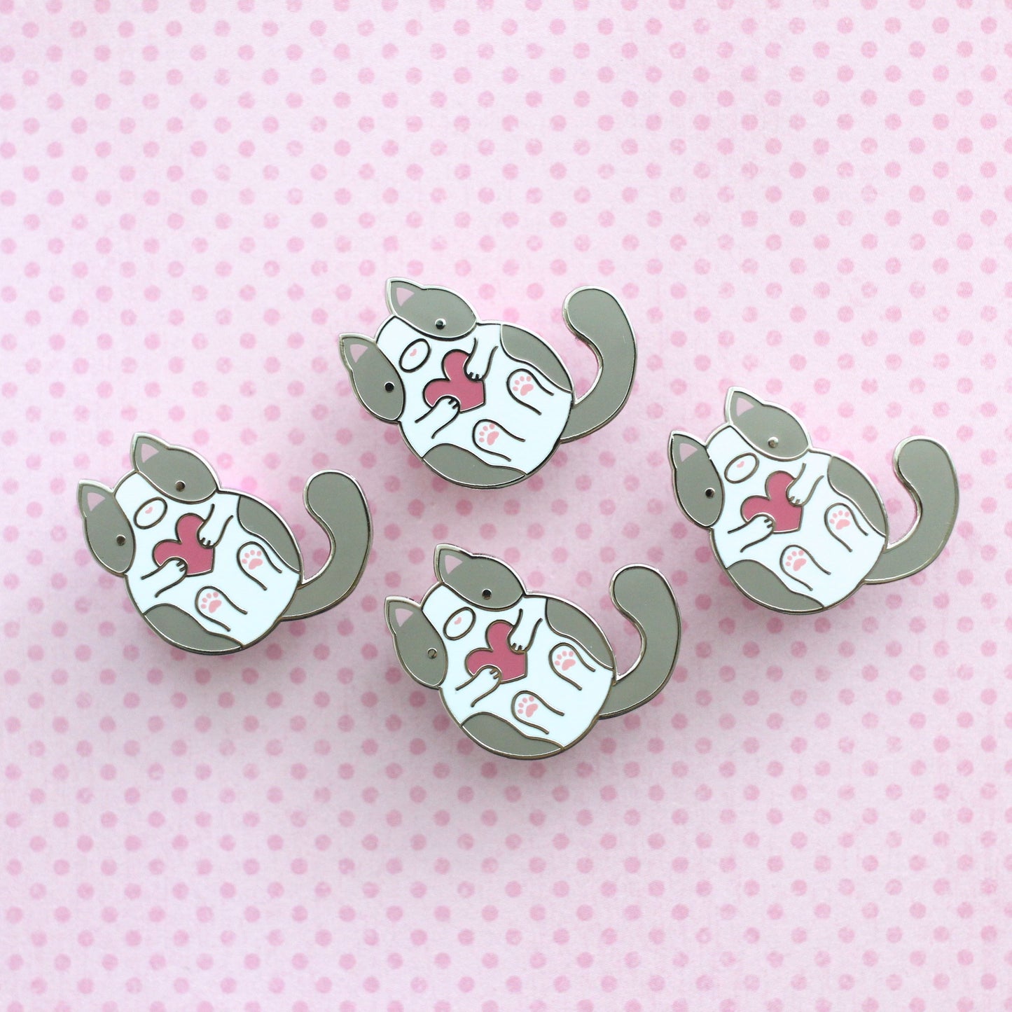 Grey and White Cat Enamel Pin. Gift For Cat Lover
