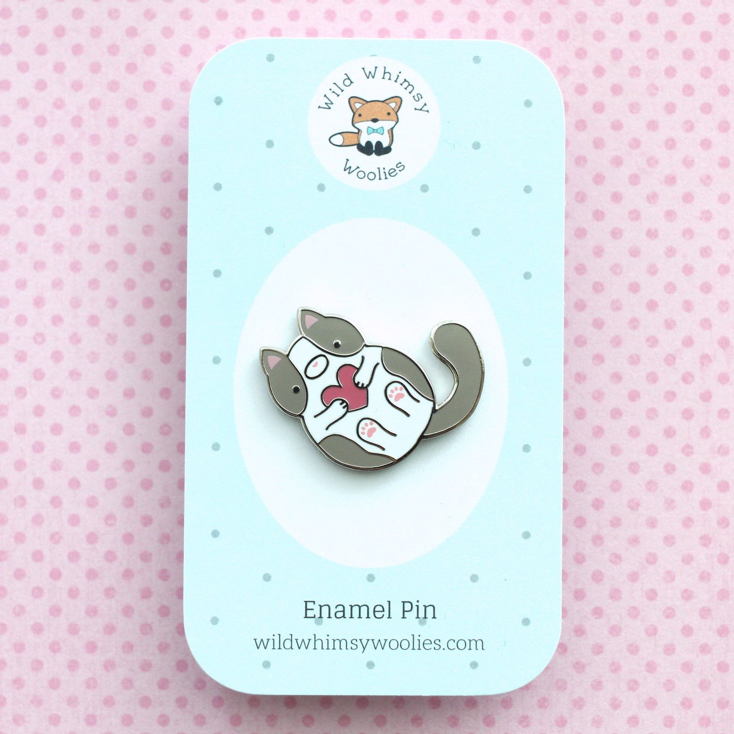 Grey and White Cat Enamel Pin. Gift For Cat Lover
