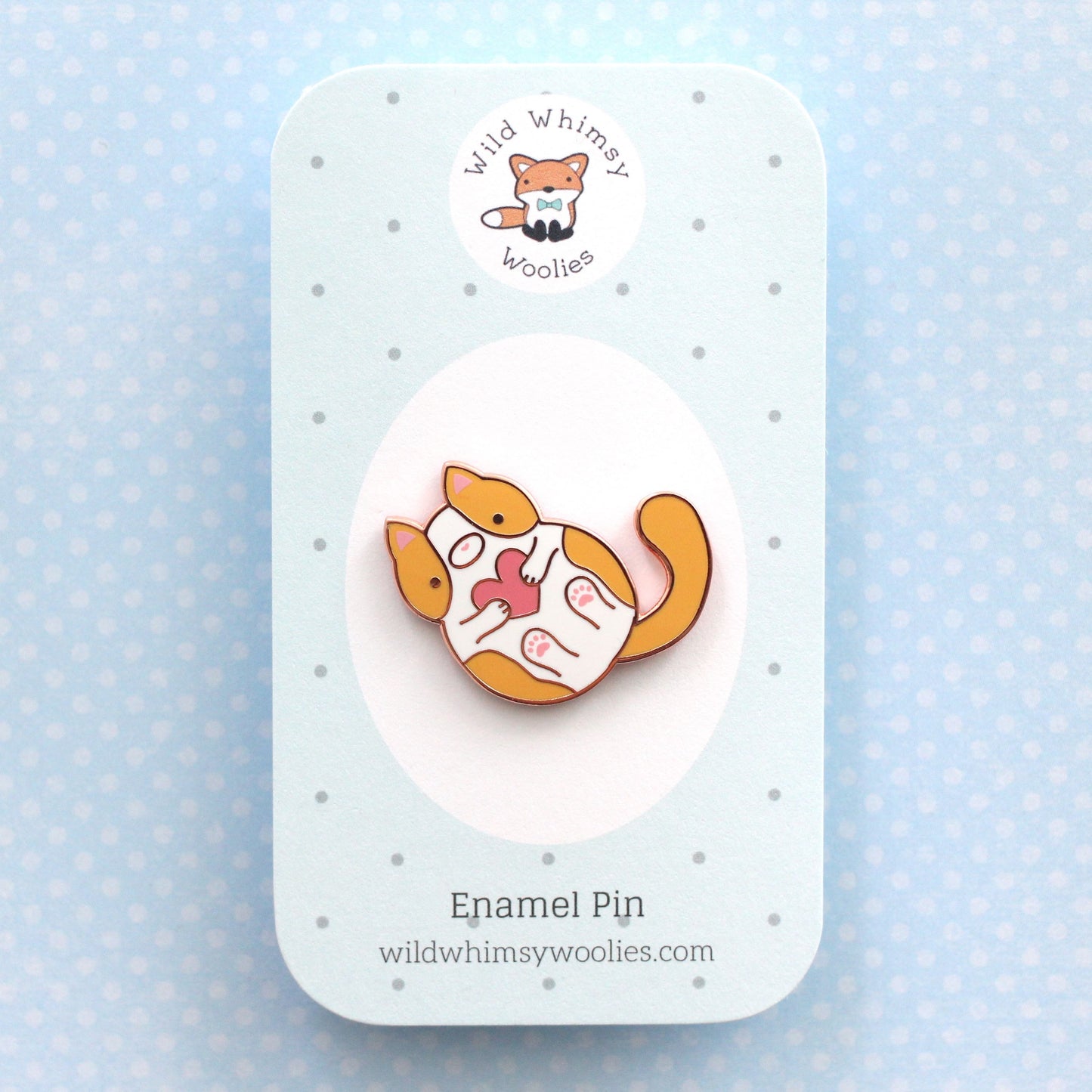 Orange and White Cat Lapel Pin. Kitten Enamel Pin