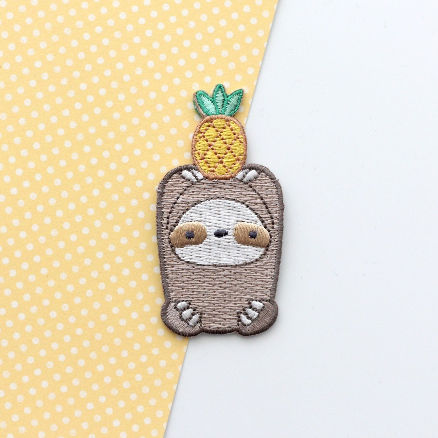 Pineapple Sloth Patches - Sloth Applique Patches: Single (6.5 cm tall)