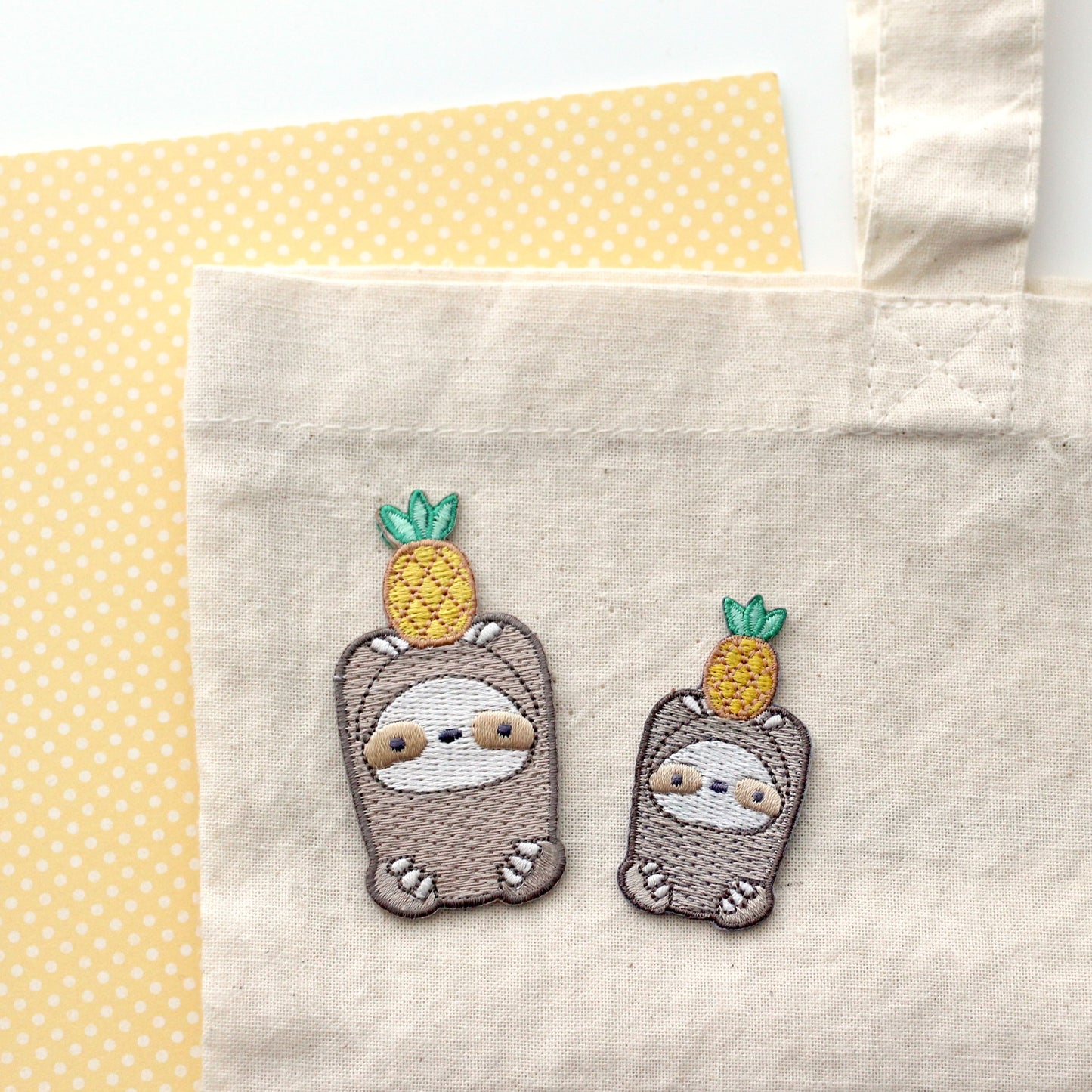 Pineapple Sloth Patches - Sloth Applique Patches