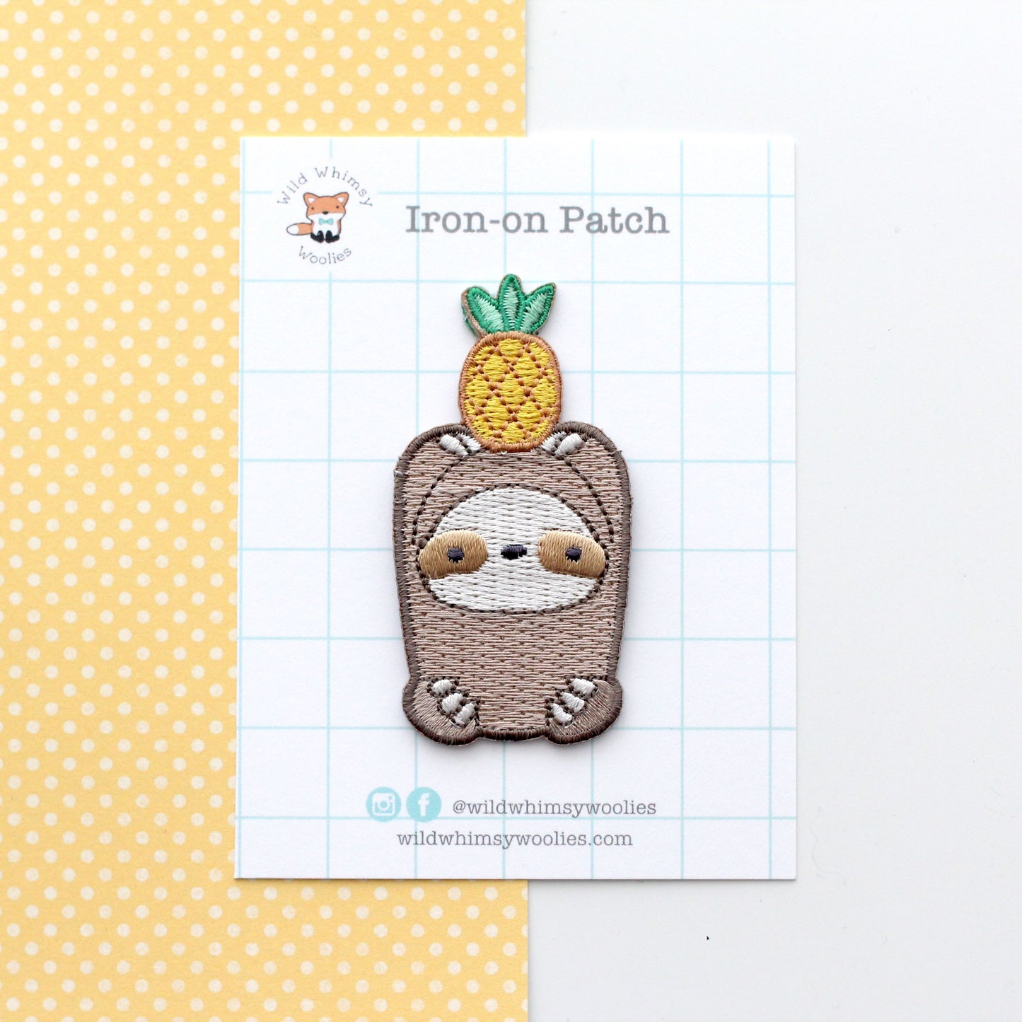 Pineapple Sloth Patches - Sloth Applique Patches