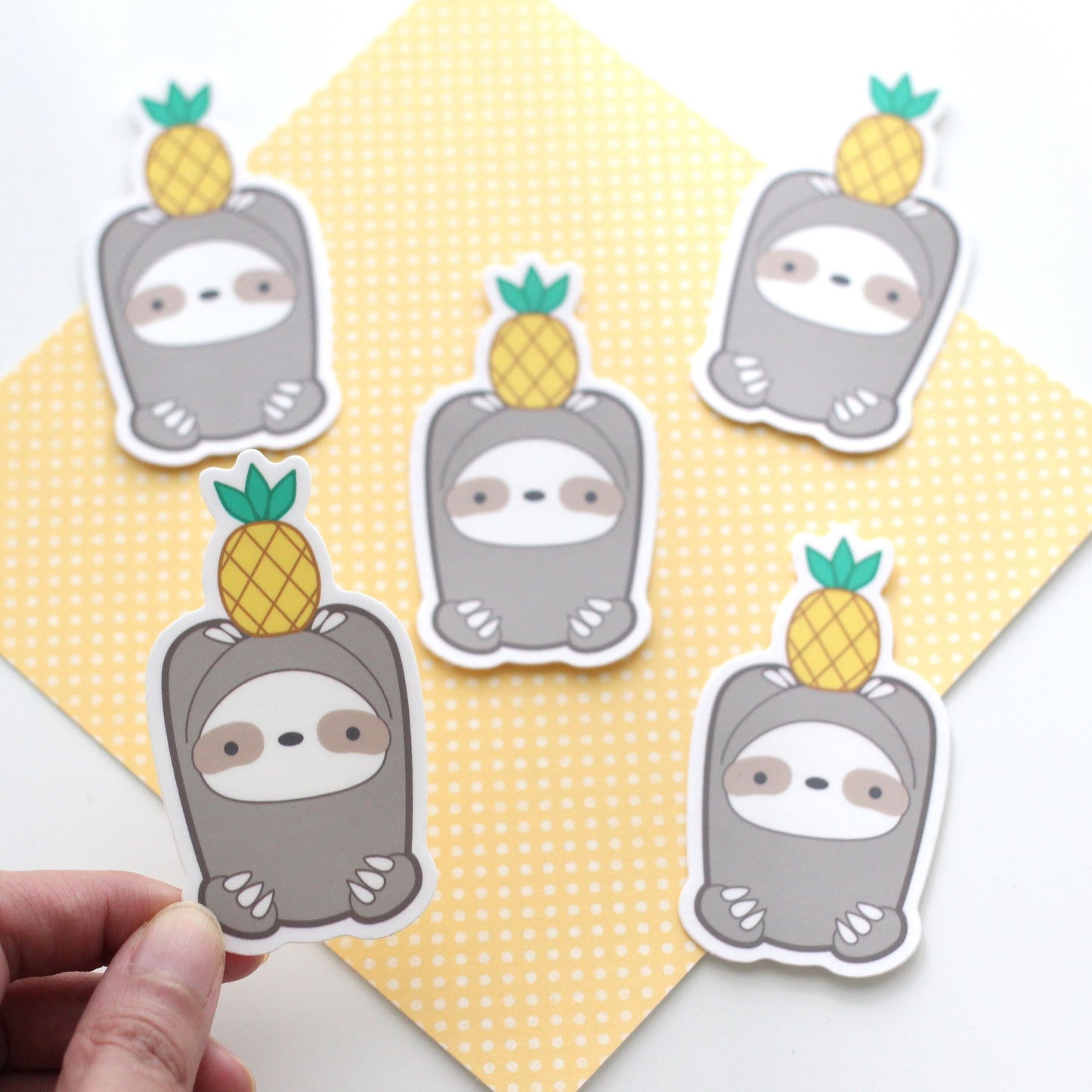 Pineapple Sloth Vinyl Sticker - Cute Sloth Decal Stationery