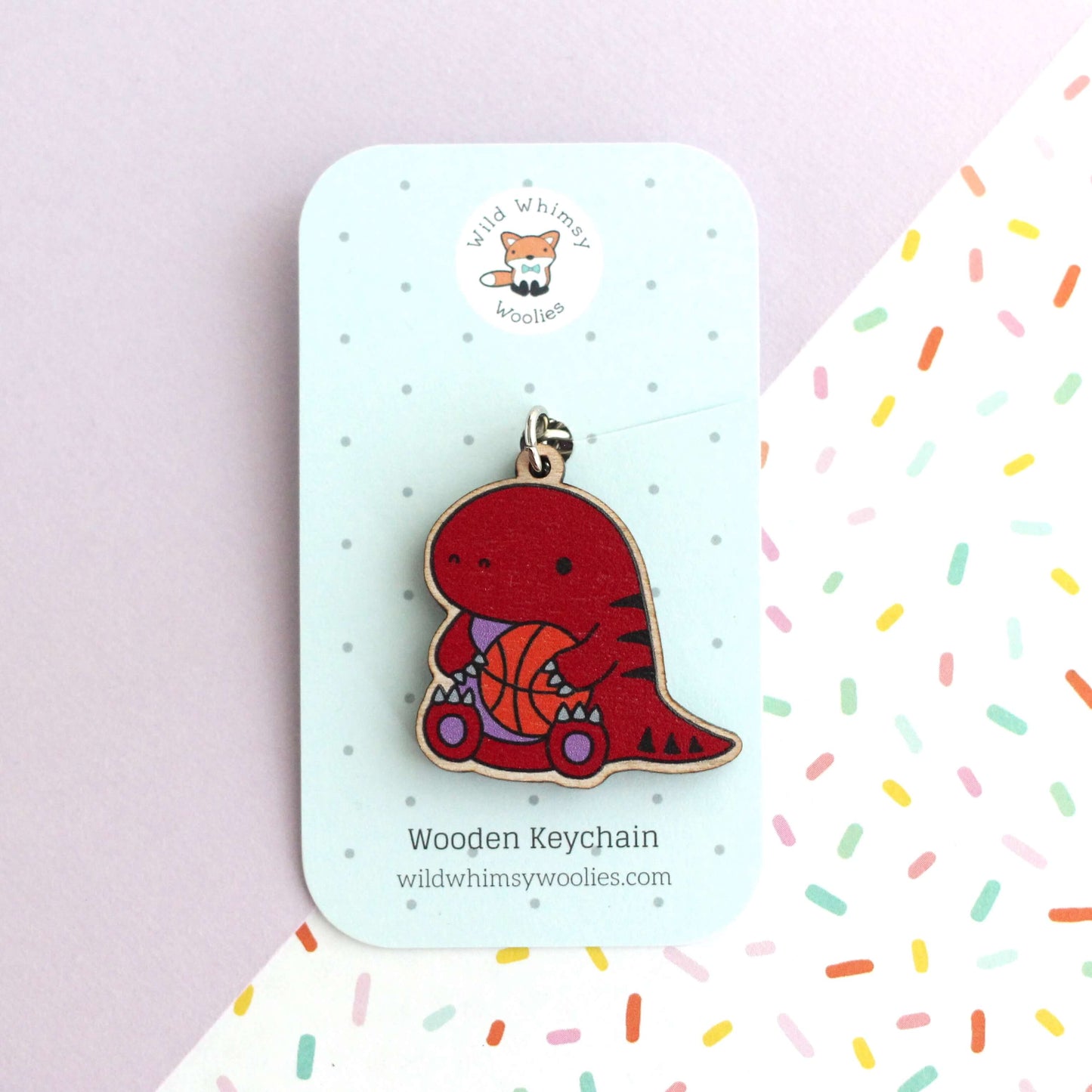 Raptor with Basketball Wooden Keychain - Raptor Wood Charm - Toronto Gift