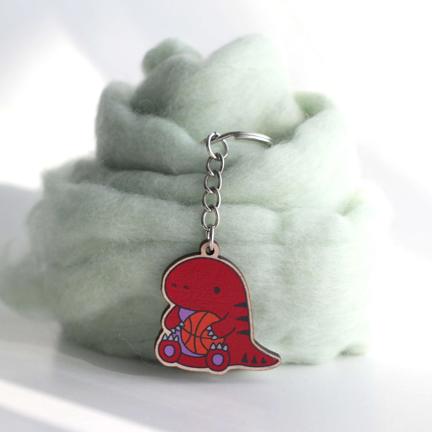 Raptor with Basketball Wooden Keychain - Raptor Wood Charm - Toronto Gift