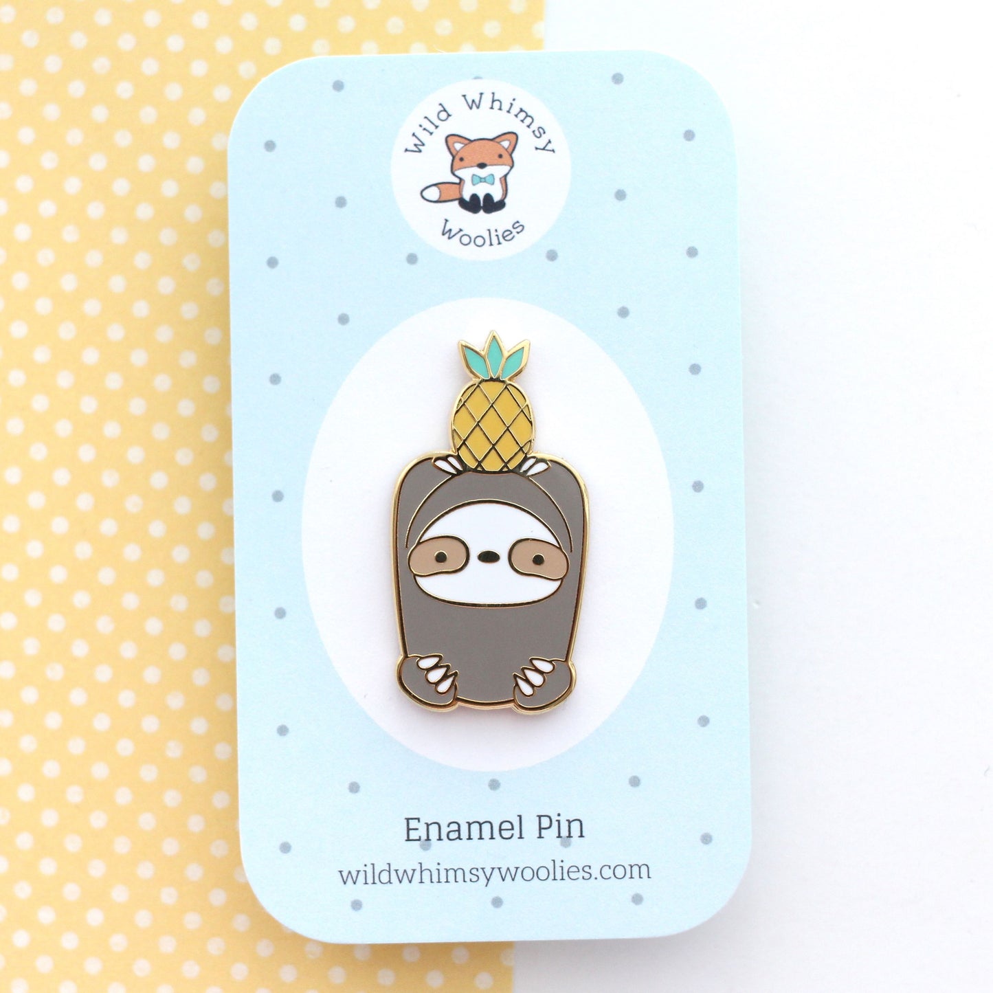 Pineapple Sloth Enamel Pin. Sloth Gift. Fruit Pin