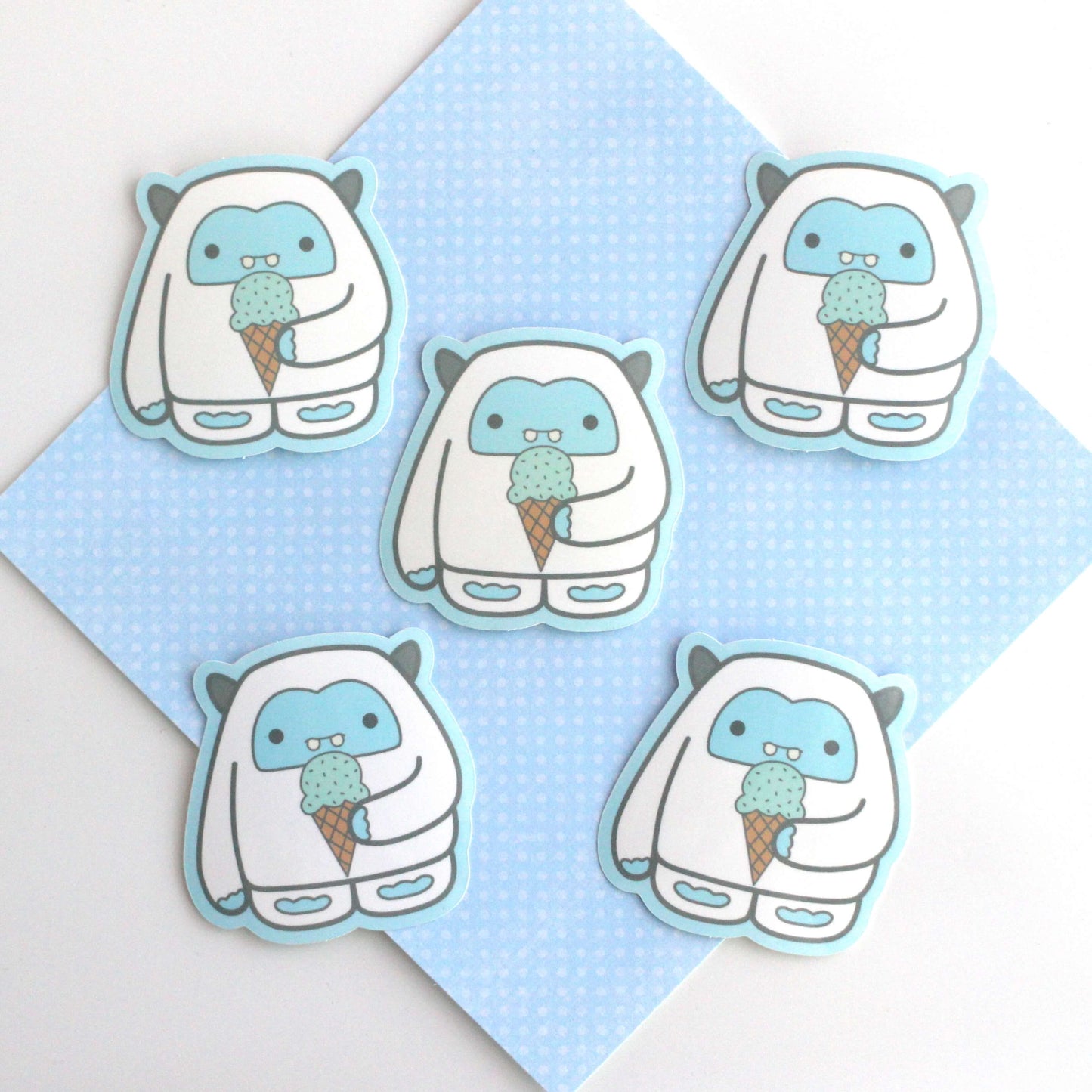 Mint Ice Cream Yeti Glossy Vinyl Sticker - Abominable Snowman Decal