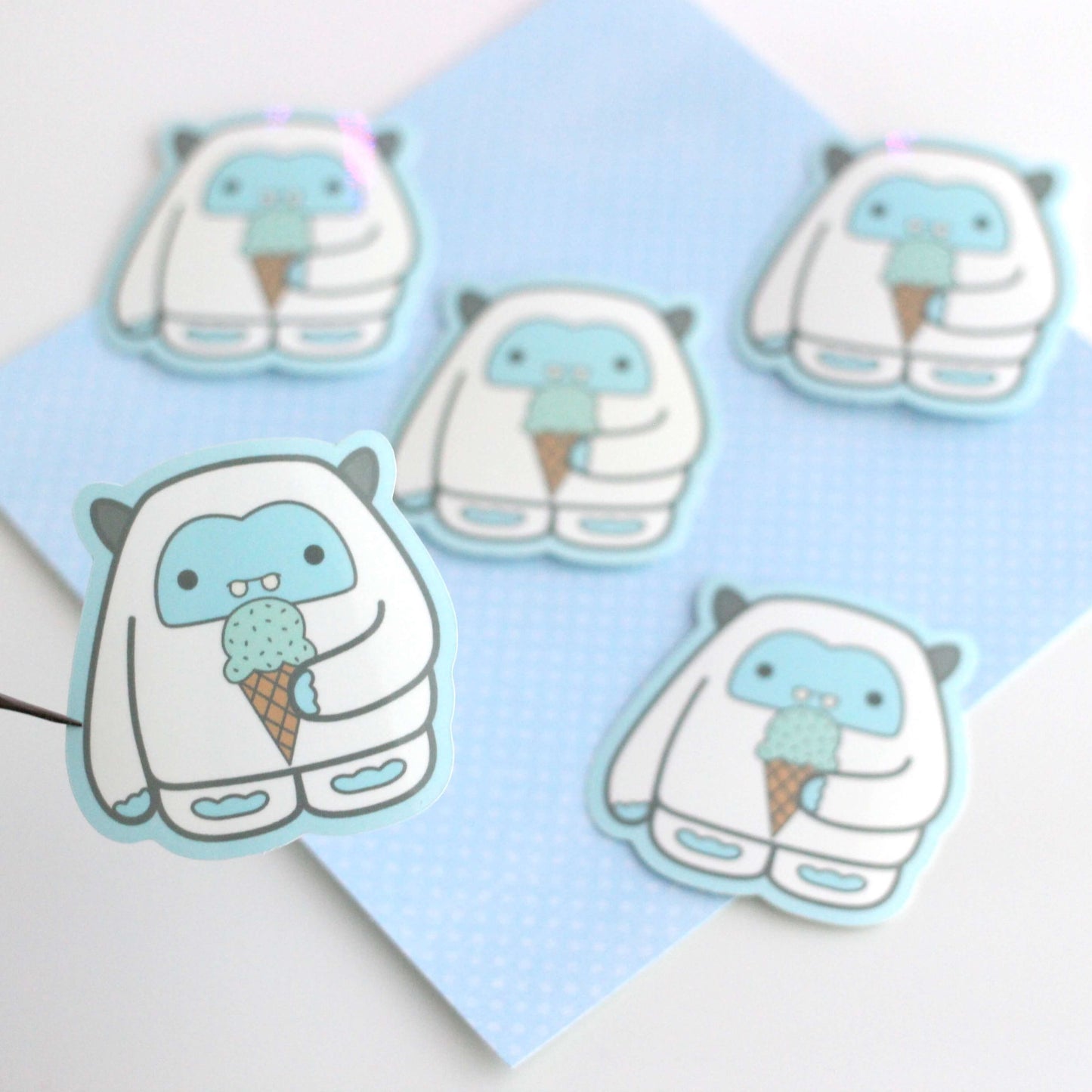 Mint Ice Cream Yeti Glossy Vinyl Sticker - Abominable Snowman Decal