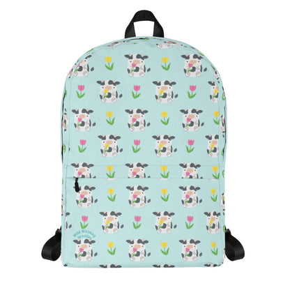 Tulip Cows Backpack - Green: Default Title