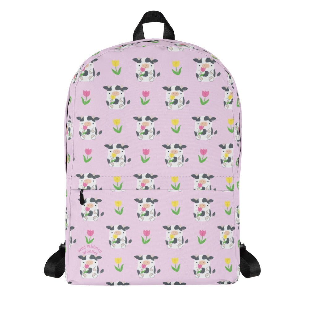 Tulip Cows Backpack - Lilac: Default Title
