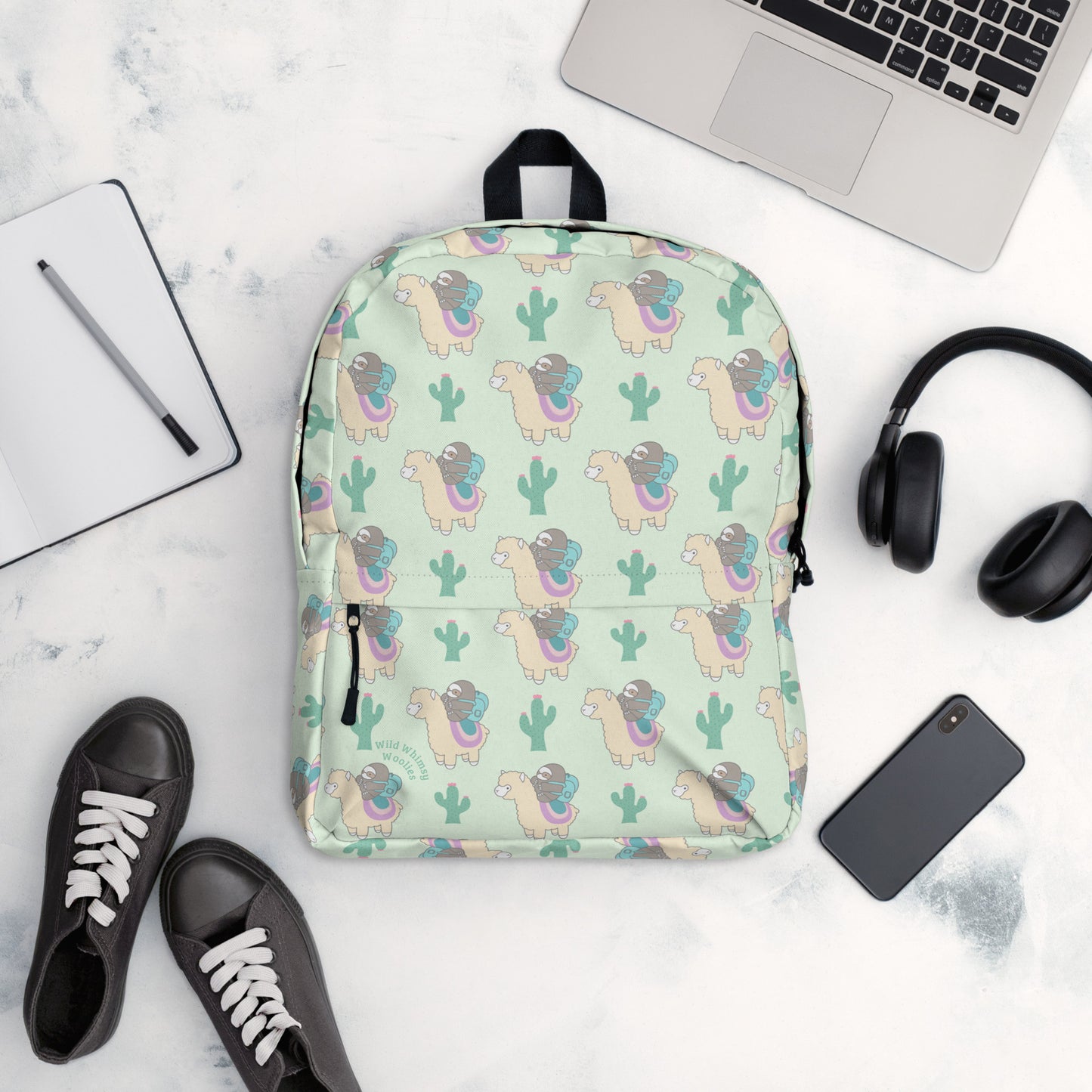Sloth and Alpaca Adventurer Backpack - Light Green by Wild Whimsy Woolies