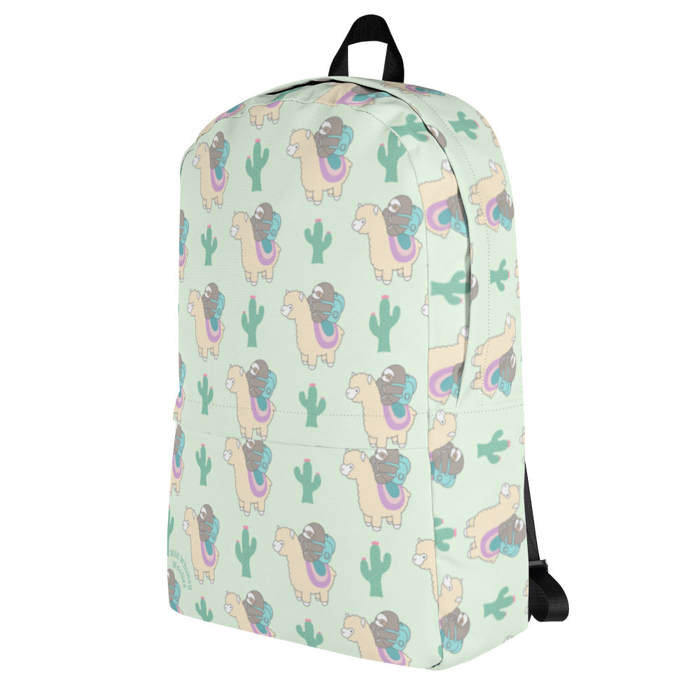 Sloth and Alpaca Adventurer Backpack - Light Green by Wild Whimsy Woolies